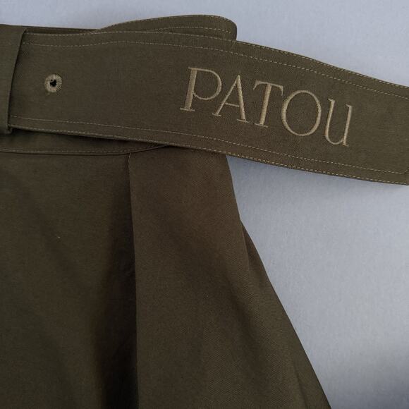 NWT Patou Canvas Pleated Winter Moss Green Organic Cotton Maxi Skirt - Picture 8 of 9